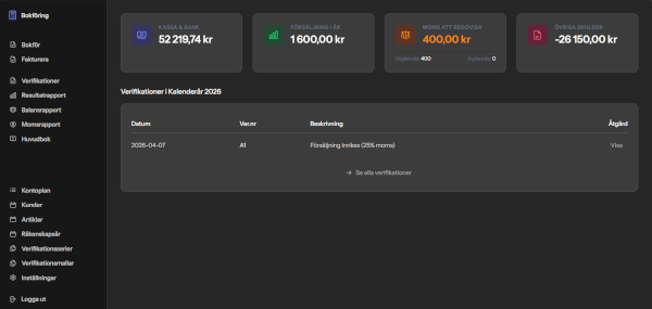Bokföringsprogrammet Contit på en skärm